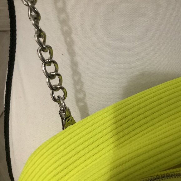 LE-MIEL-STATEMENT NEON YELLOW TOP HANDLE BAG WITH SILVER CROSBODY HARDWAREK-NWT - Picture 11 of 11